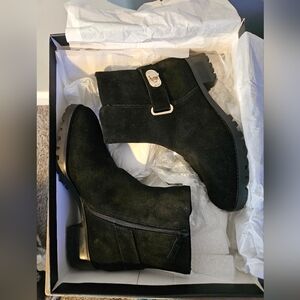 NWT TALBOTS black Tish TURNLOCK Suede Boots Sz 7.5 M